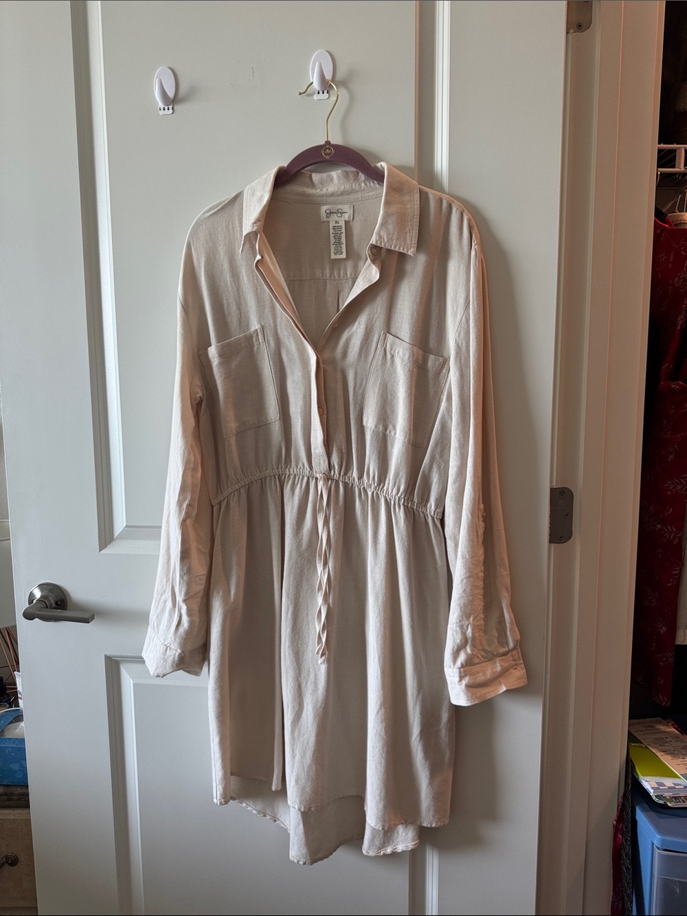 Jessica Simpson Cream Long Sleeve Shirt Dress